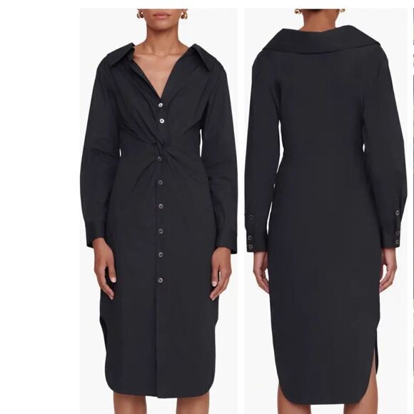 STAUD Clea Front Twist Long Sleeve Shirtdress - Picture 1 of 4